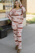 Geometric Top and Drawstring Pants Lounge Set Multicolor - Fashorio