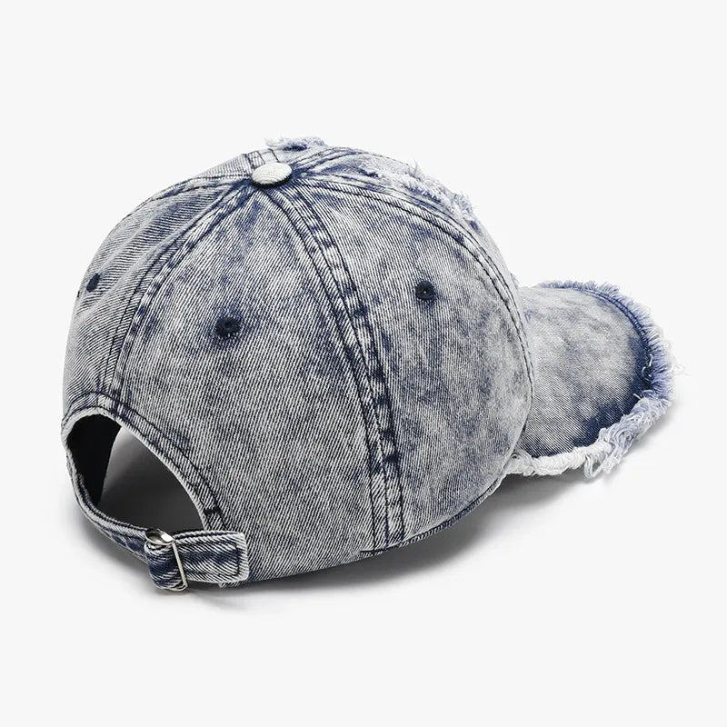 Distressed Cotton Adjustable Baseball Cap - Fashorio