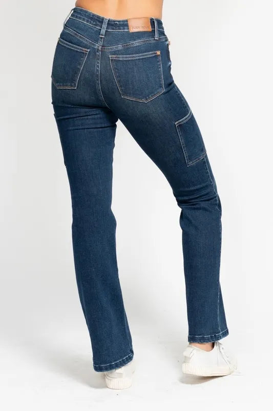 Judy Blue Full Size High Waist Cargo Bootcut Jeans Plus Size - Fashorio