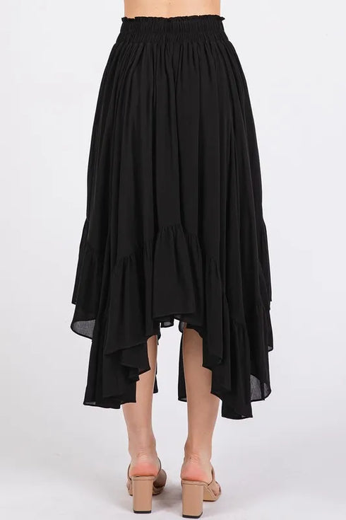 Mittoshop Handkerchief Hem Elastic Waist Pocket Midi Skirt - Fashorio