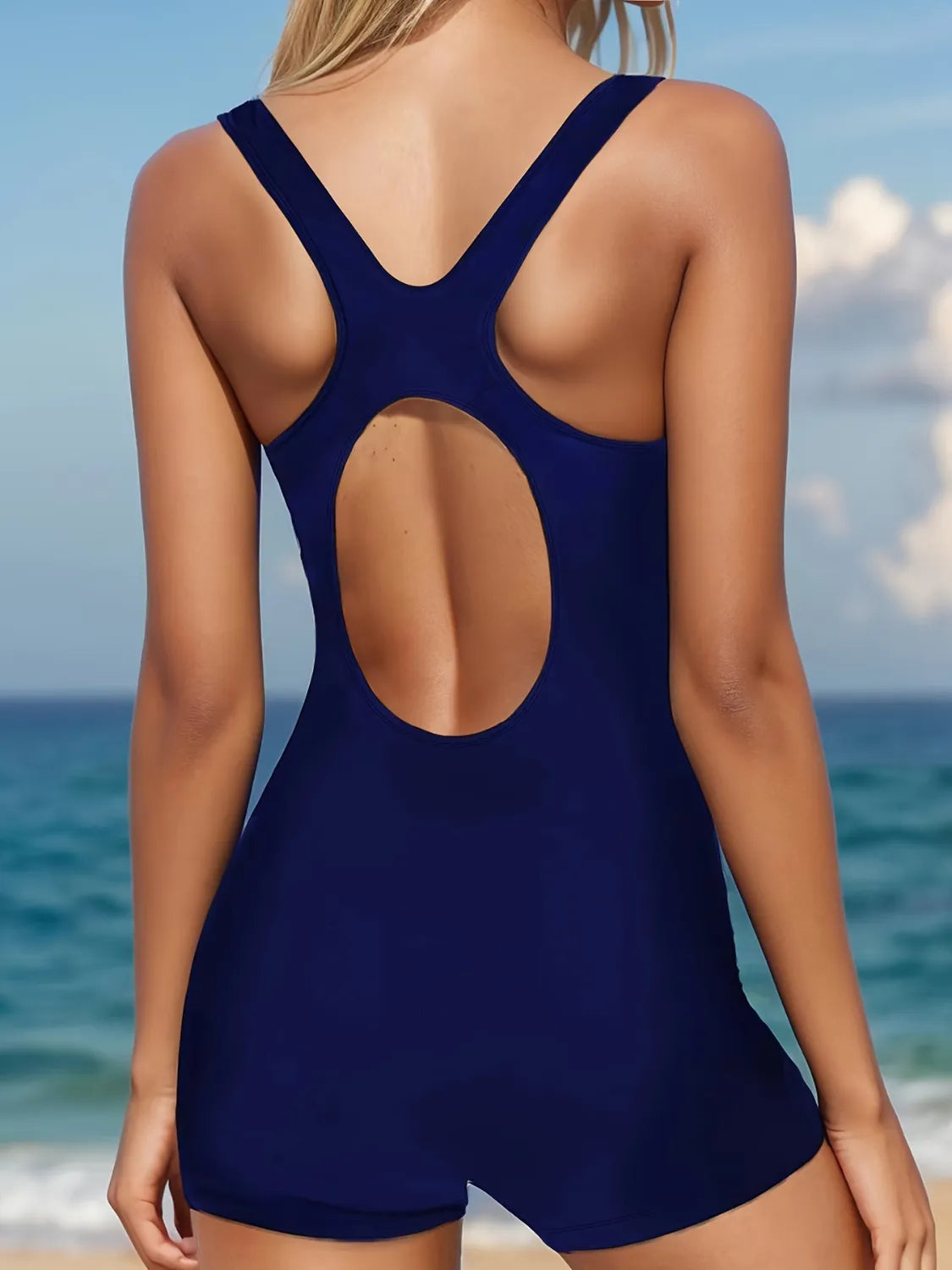 Cutout Back Wide Strap One-Piece Swimwear - Fashorio