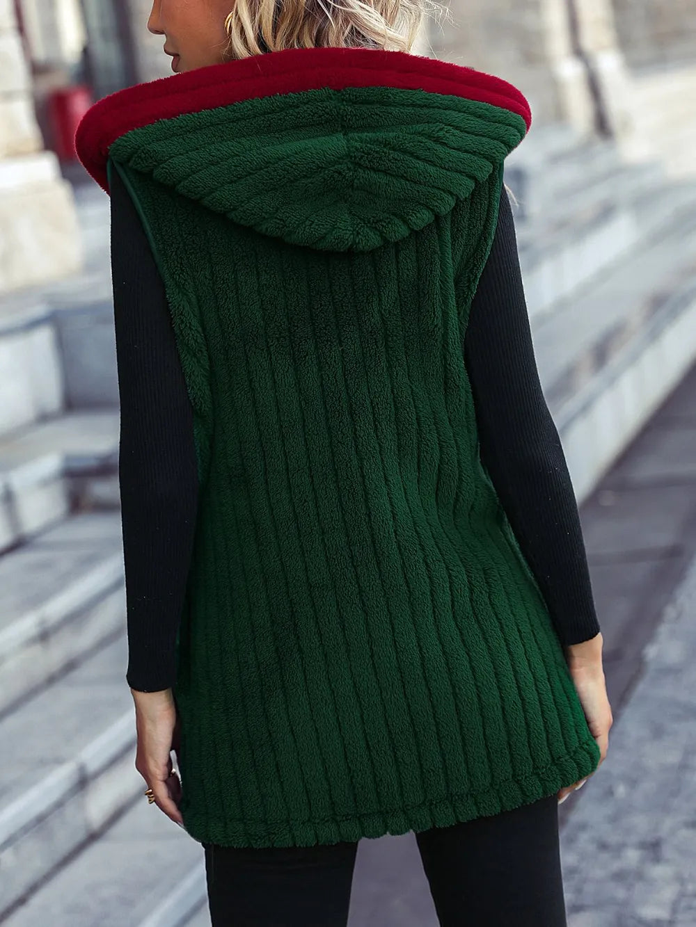 Santa Open Front Hooded Vest Coat - Fashorio