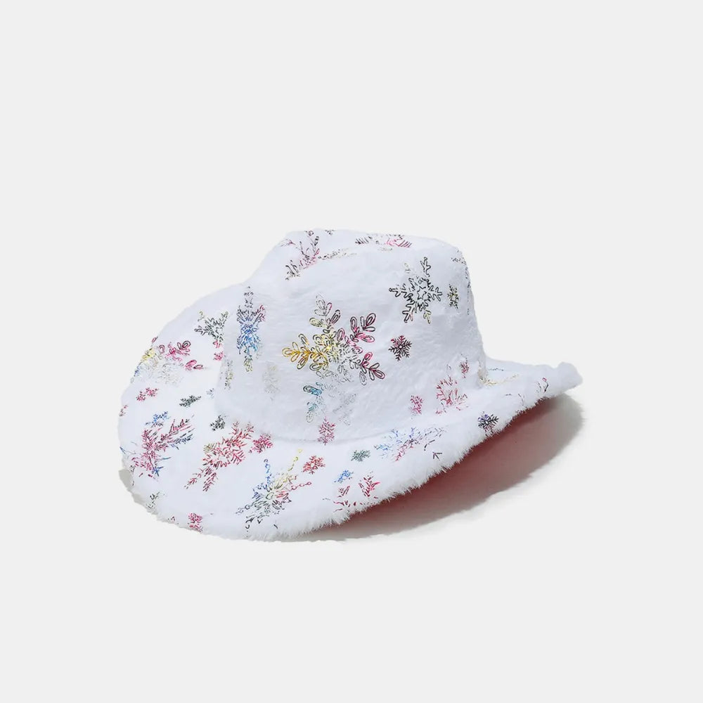 Fuzzy Snowflakes Polyester Hat White One Size - Fashorio