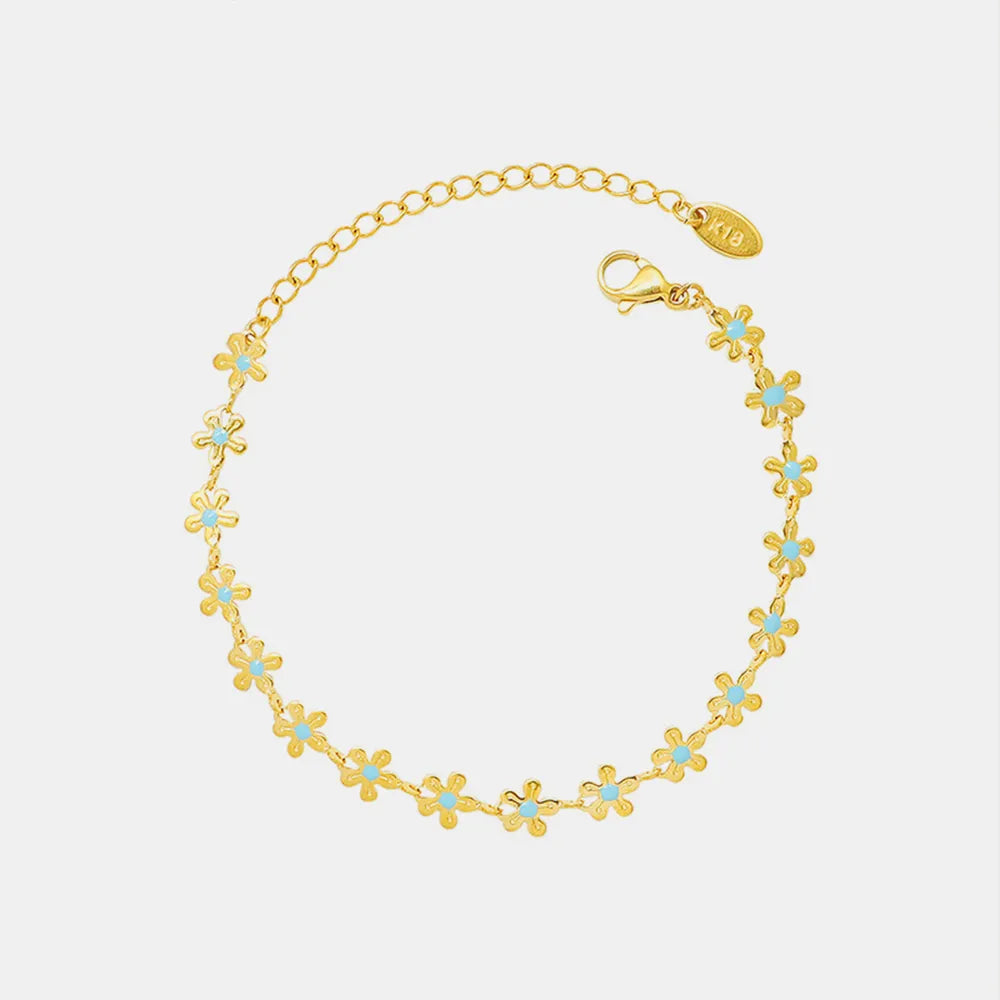 Titanium Steel Drip Oil Flower Bracelet Gold One Size - Fashorio