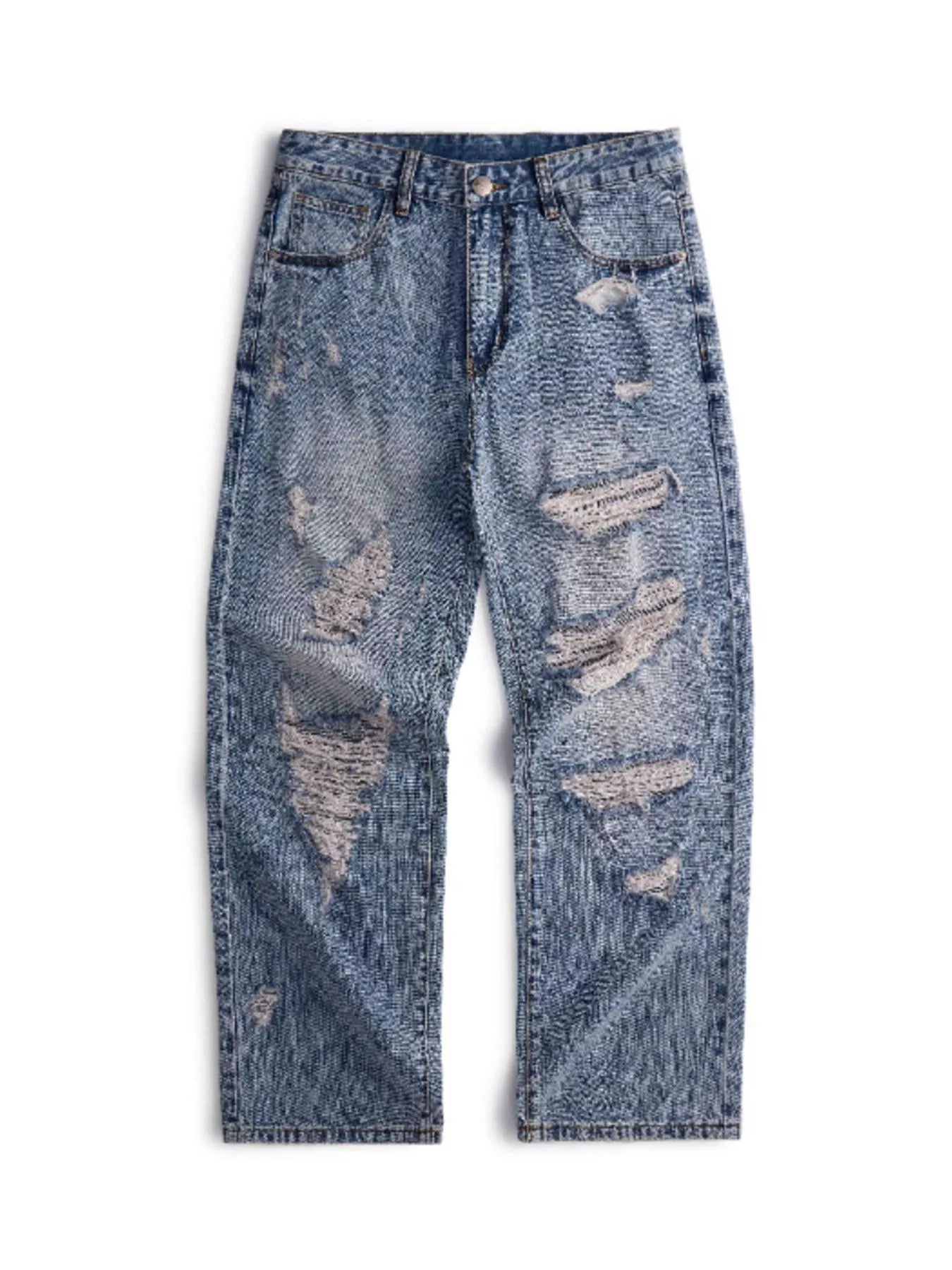 Men's Distressed Wide Leg Jeans - Fashorio