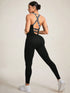 Crisscross Back Sleeveless Active Jumpsuit - Fashorio