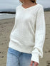 Cable Knit V-Neck Pullover Sweater - Fashorio