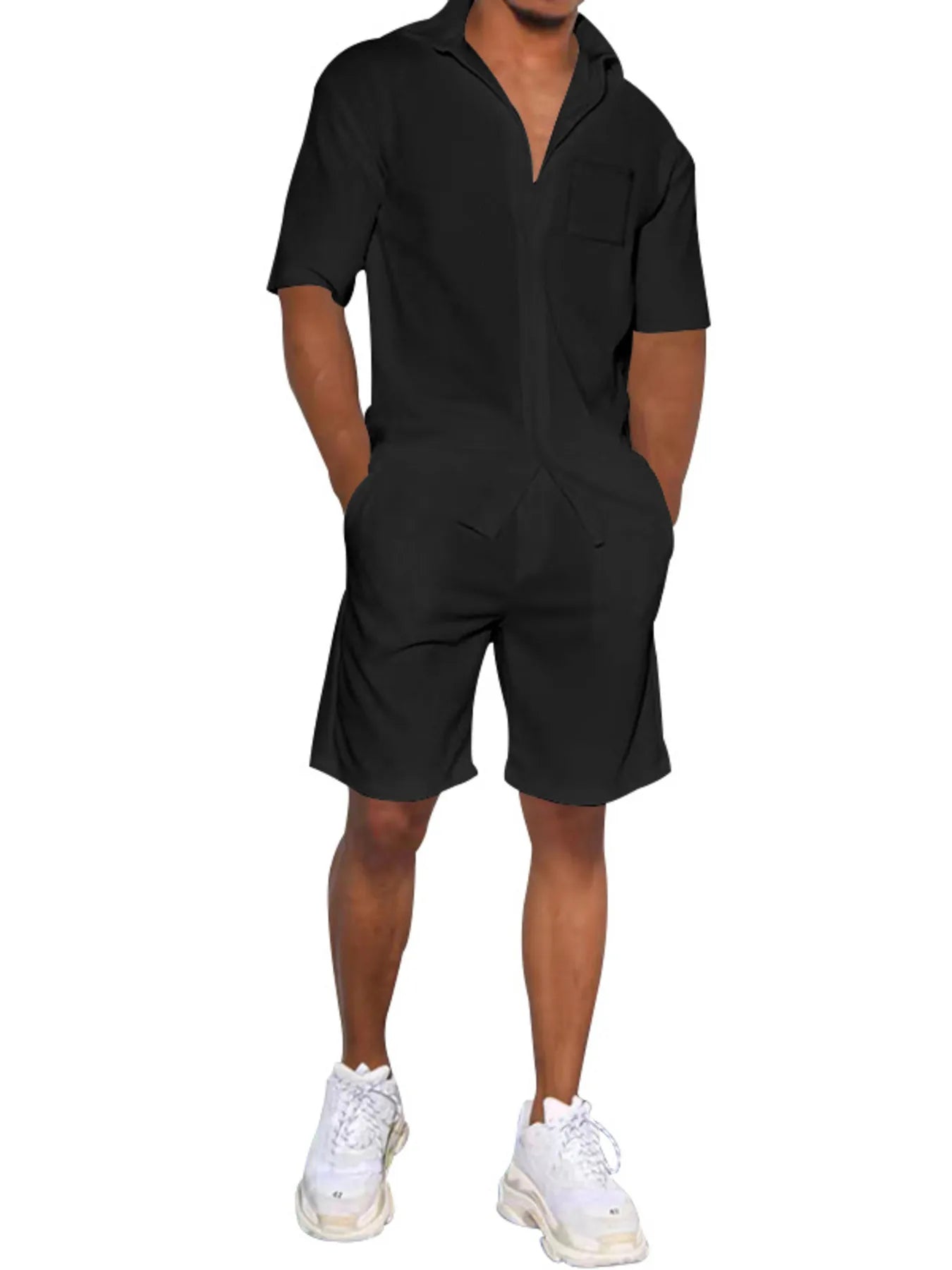 Men's Plus Size Button Up Shirt and Shorts Set - Fashorio