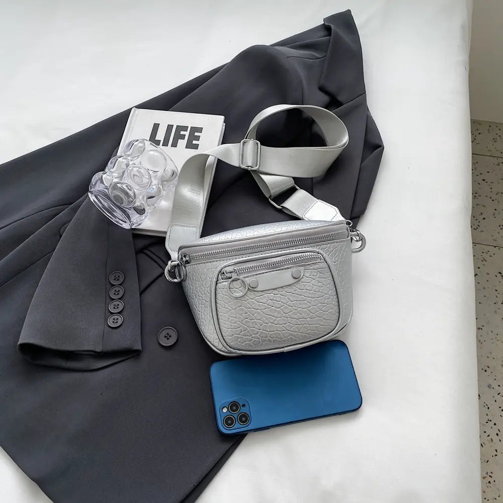 Texture PU Leather Crossbody Bag - Fashorio