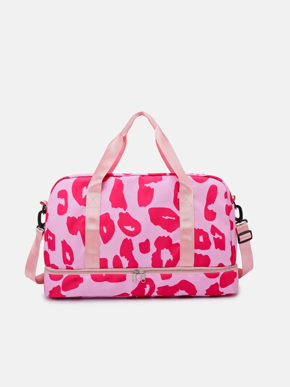 Oxford Cloth Leopard Travel Bag Fuchsia Pink One Size - Fashorio