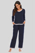 V-Neck Top and Pants Lounge Set Dark Navy - Fashorio
