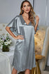 Satin Flutter Sleeve Side Slit V-Neck Night Dress - Fashorio