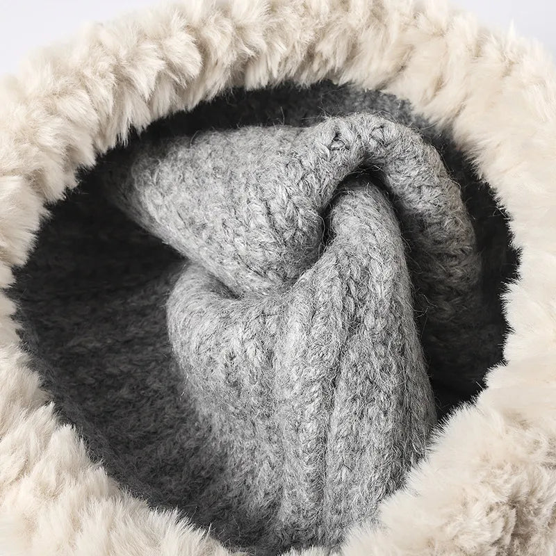 Fuzzy Hem Knit Hat - Fashorio