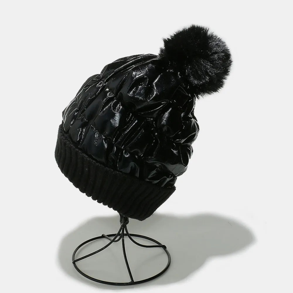 Thermal Knit Hat with Pompom - Fashorio