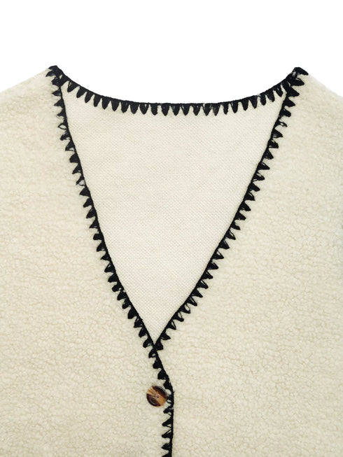 V-Neck Button Up Vest Coat - Fashorio