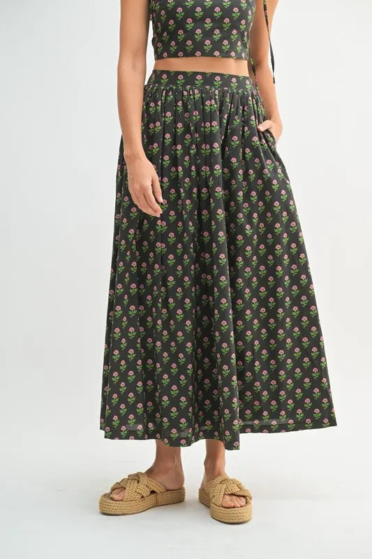MABLE Floral Crop Top and Skirt Set - Fashorio
