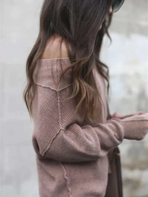 Ribbed Relaxed Fit Long Sleeve Sweater - Fashorio