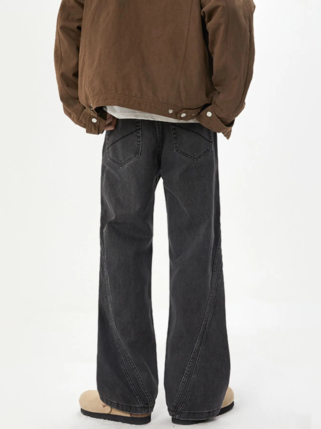 Men's Full Size Washed Straight Leg Jeans Plus Size - Fashorio