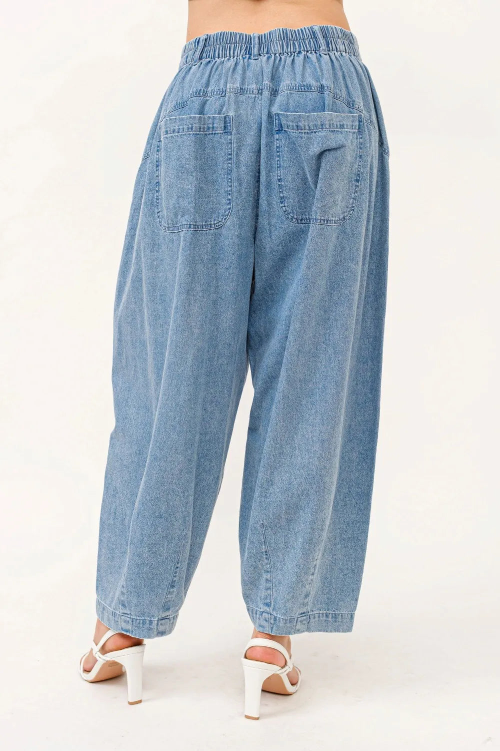 And The Why Elastic Back Pleated Baggy Jeans - Fashorio