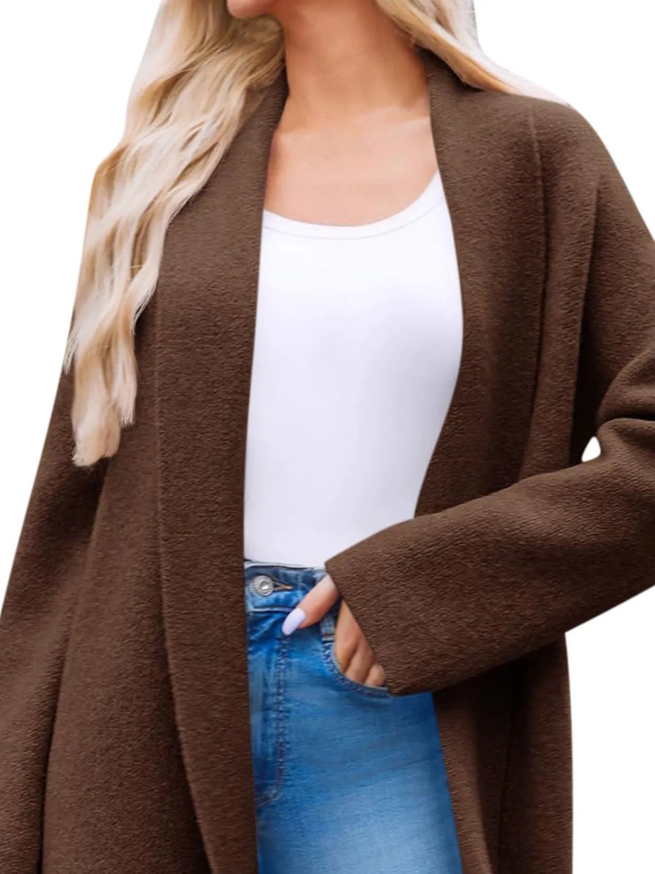 Open Front Longline Coat - Fashorio