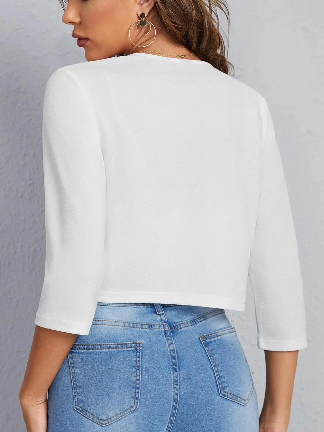 Open Front 3/4 Sleeve Blazer - Fashorio