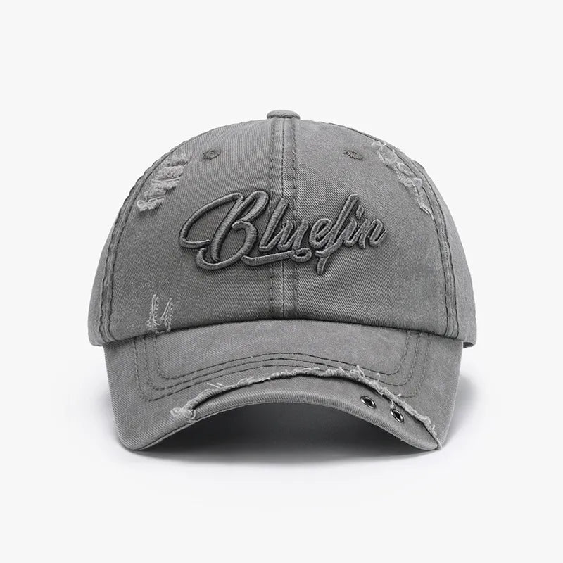 Embroidered Letter Cotton Baseball Cap Gray One Size - Fashorio