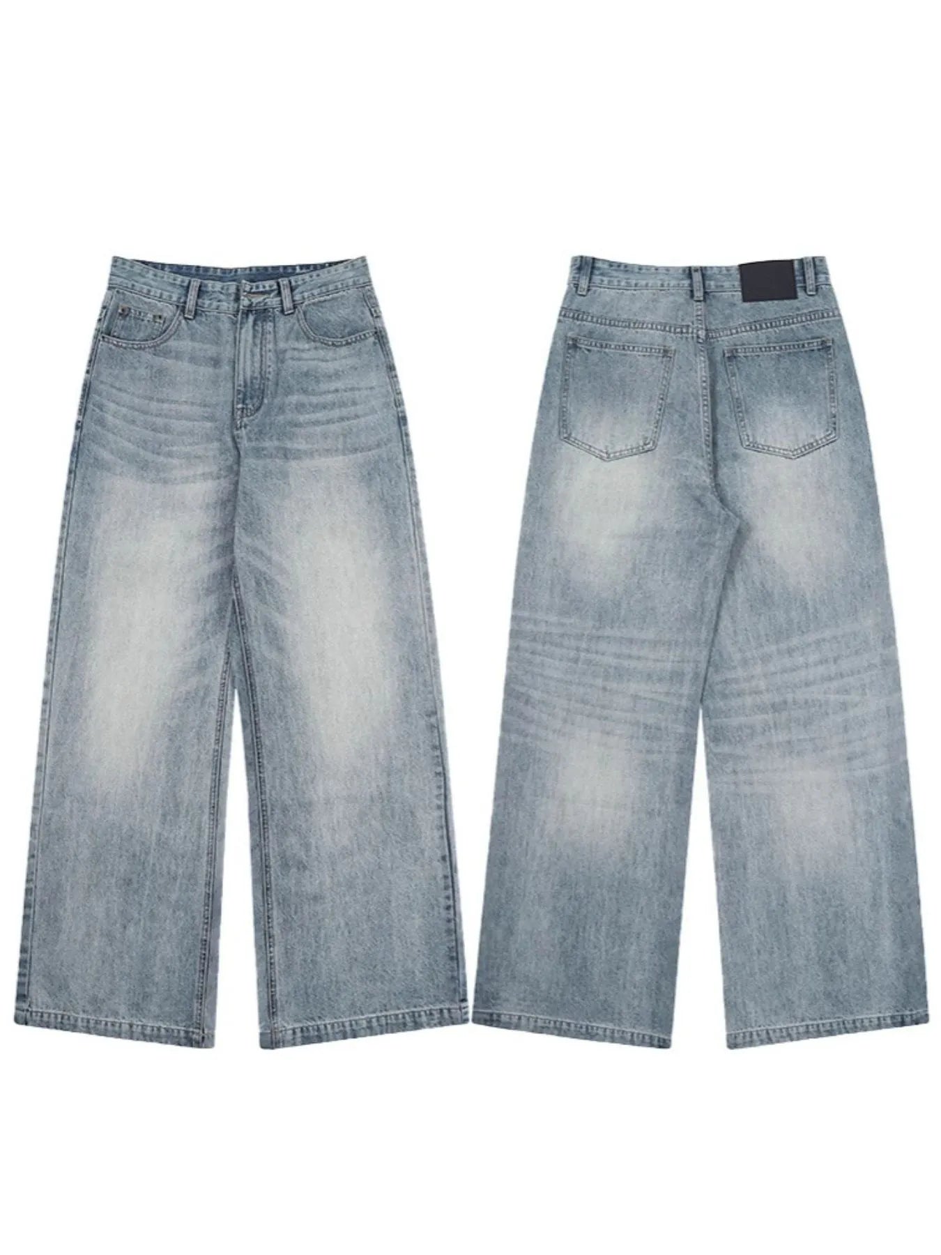 Men's Full Size Washed Wide Leg Jeans Plus Size - Fashorio