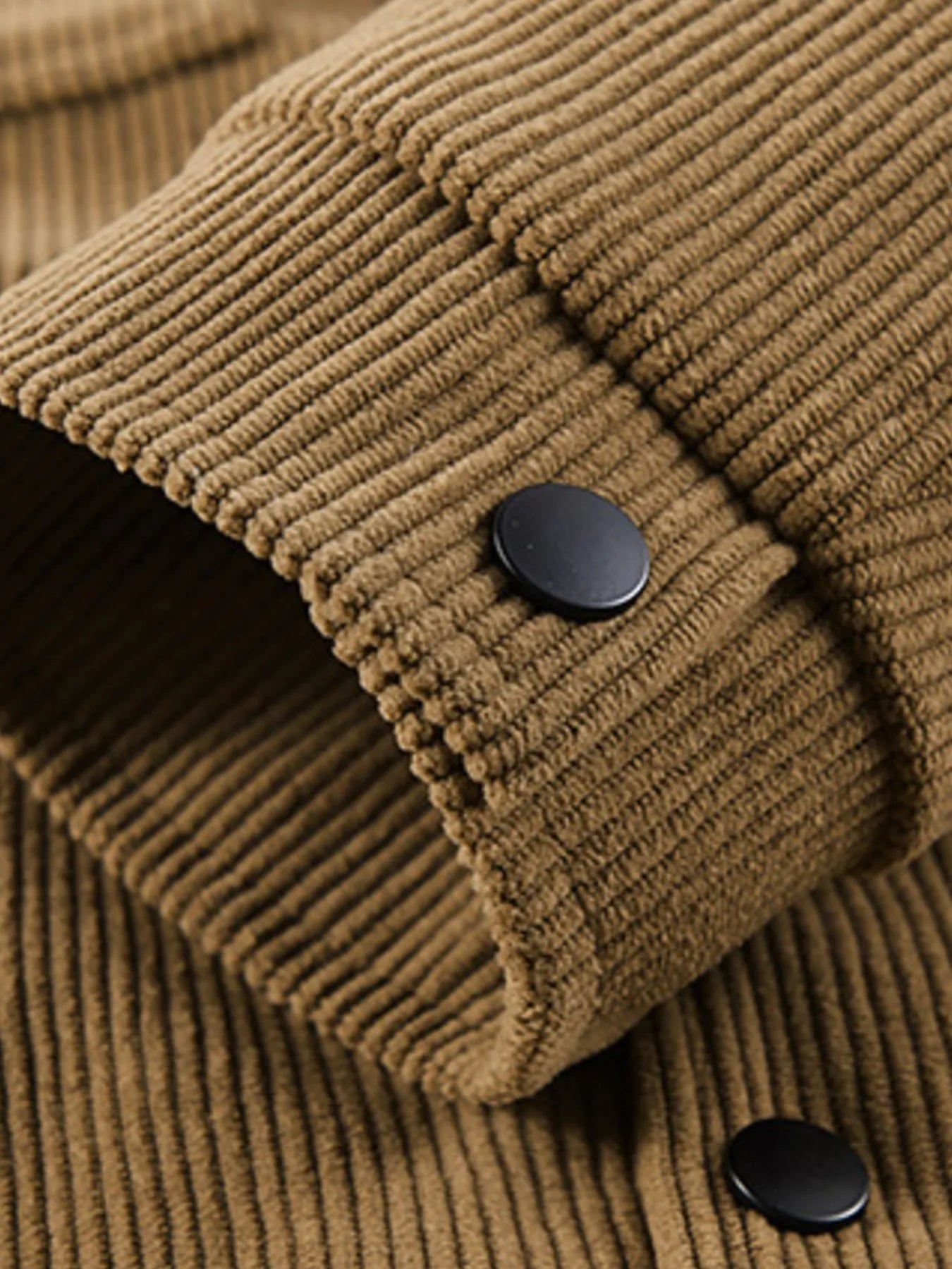 Men's Plus Size Corduroy Button-Up Jacket with Chest Pockets - Fashorio