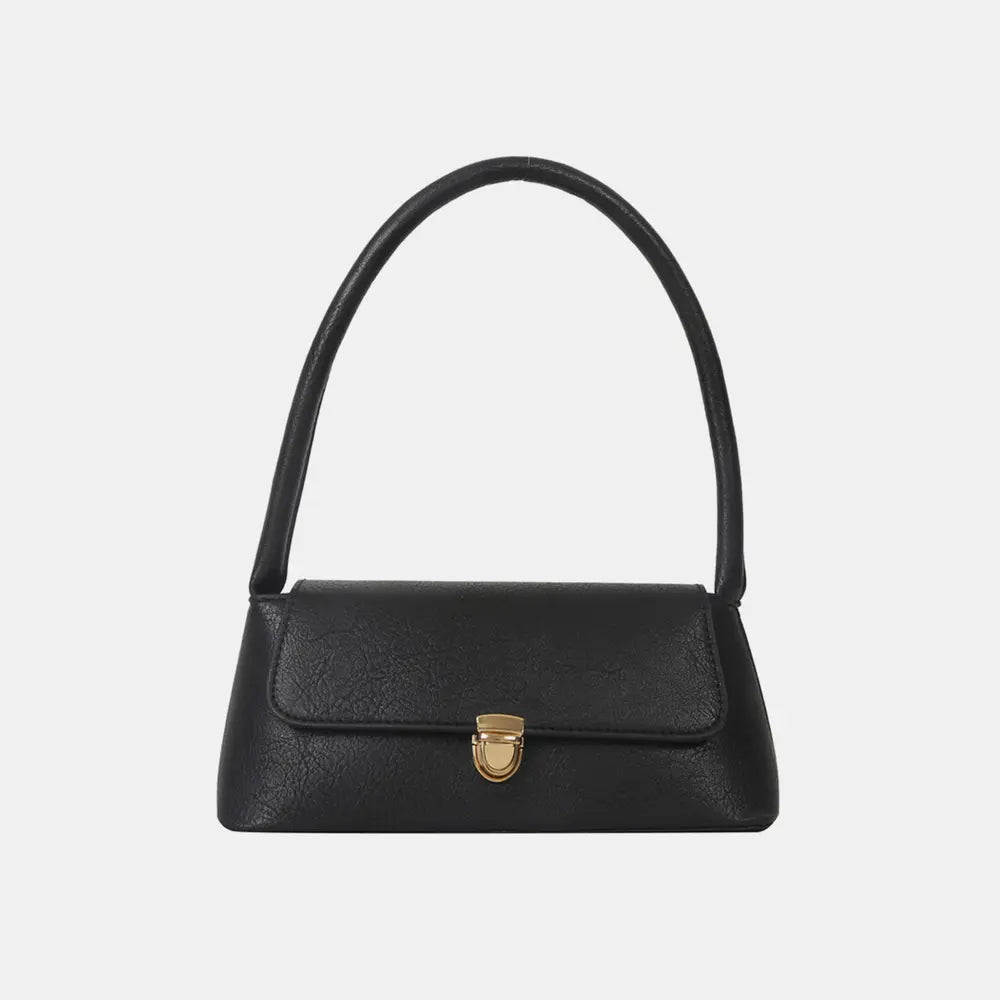 PU Leather Shoulder Bag Black One Size - Fashorio