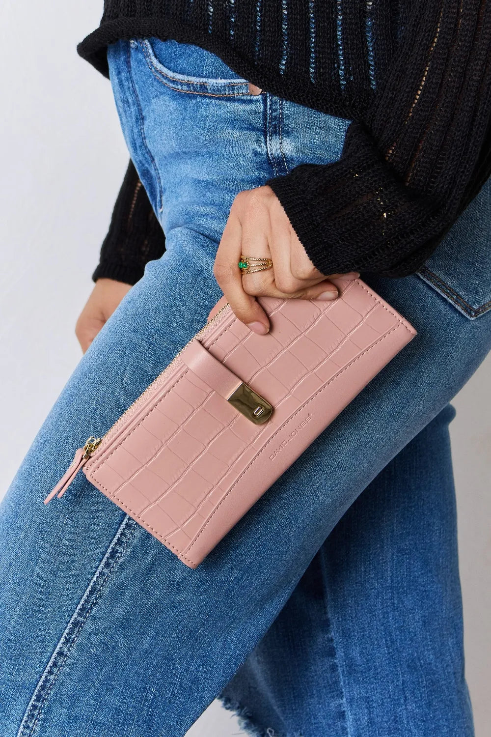 David Jones Texture PU Leather Wallet PINK One Size - Fashorio