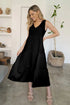 FAM-FAM Tiered V-Neck Sleeveless Dress Black - Fashorio