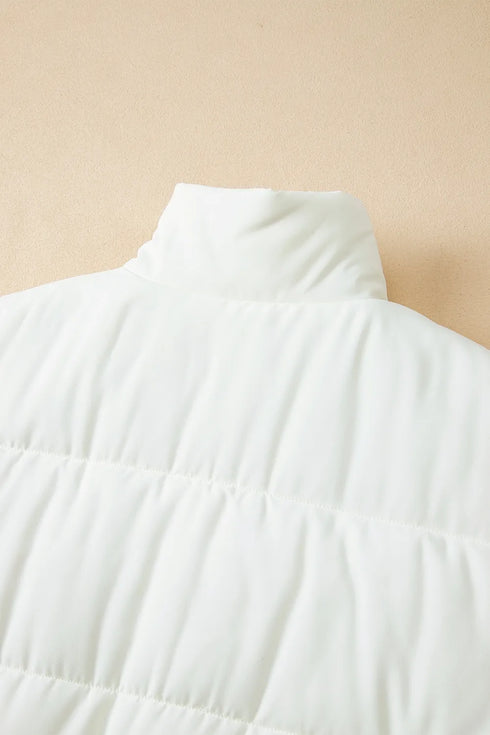 Zip Up Puffer Vest Coat with Pockets - Fashorio