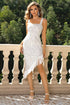 Fringed Asymmetrical Hem Dress White - Fashorio