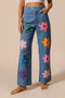 BiBi Flower Print Straight Legs Pants DENIM - Fashorio