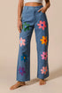 BiBi Flower Print Straight Legs Pants DENIM - Fashorio