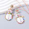Alloy Rhinestone Snowman Earrings White One Size - Fashorio