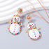 Alloy Rhinestone Snowman Earrings White One Size - Fashorio