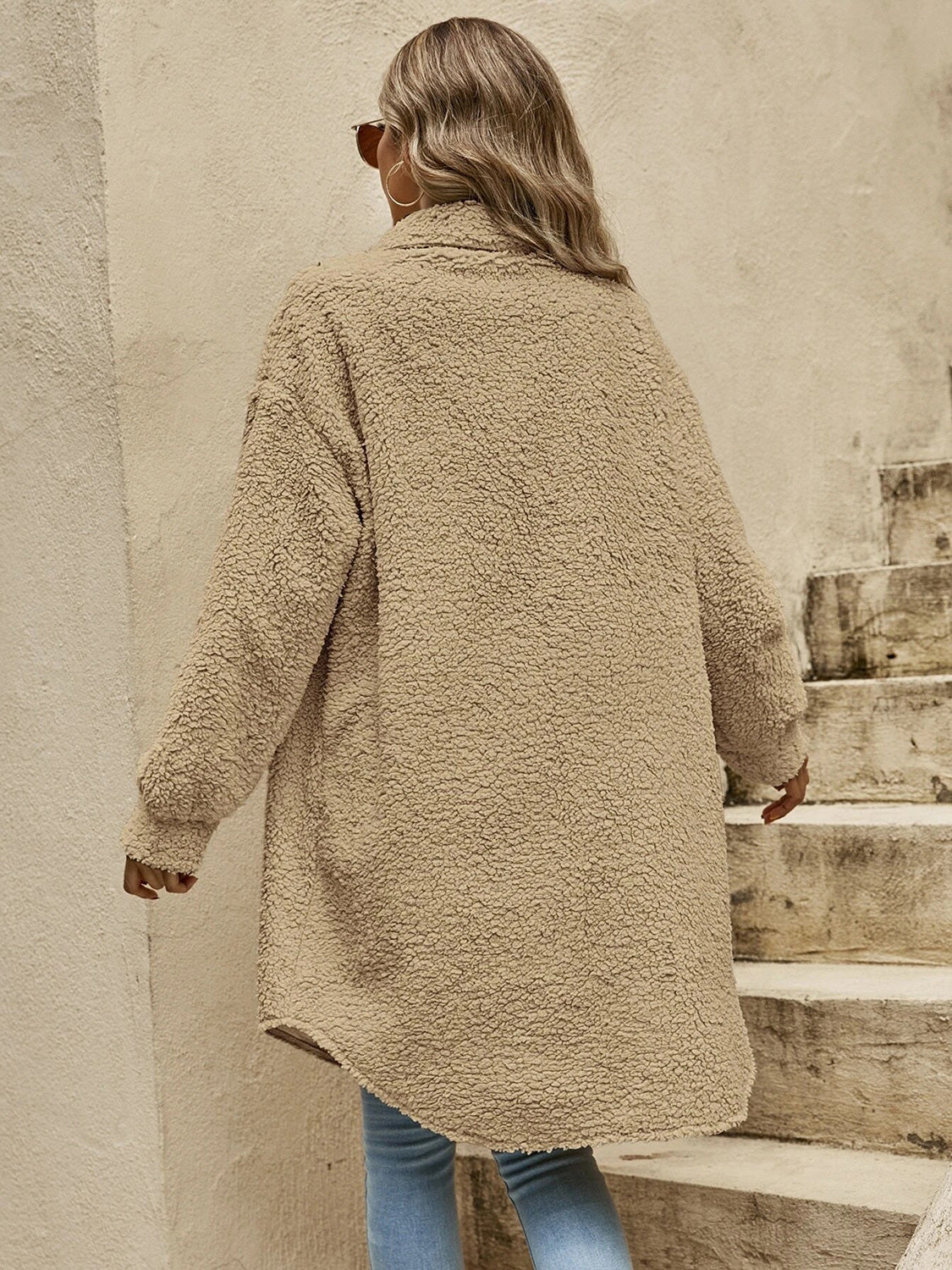 Collared Button Down Coat - Fashorio