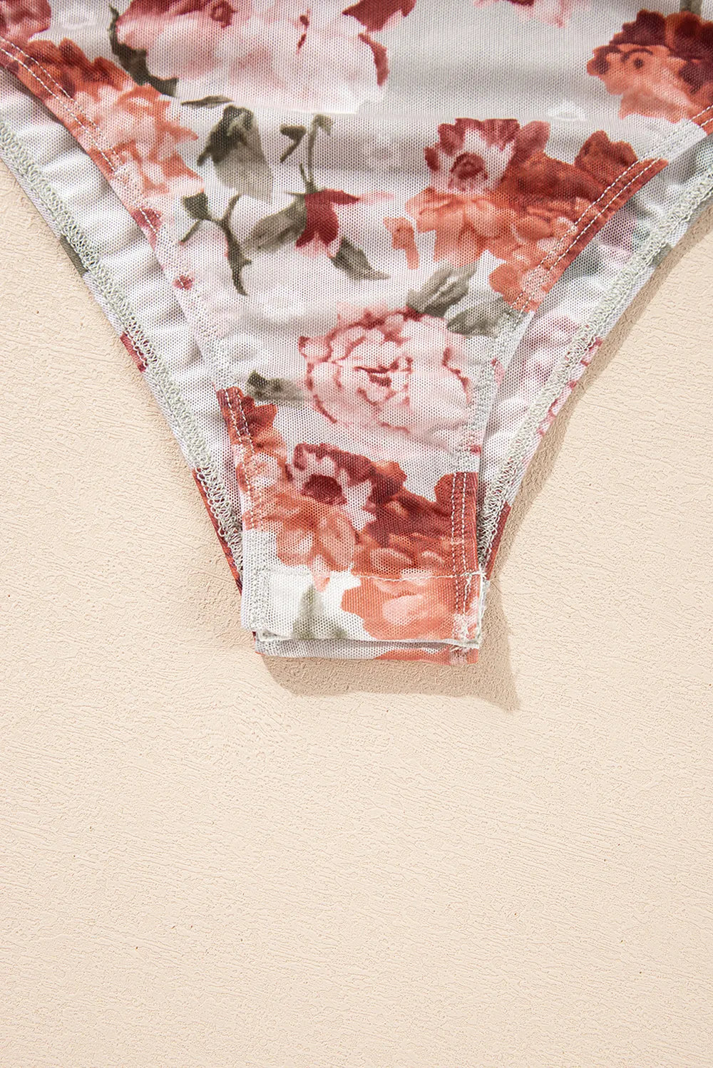 Floral Off-Shoulder Long Sleeve Bodysuit - Fashorio