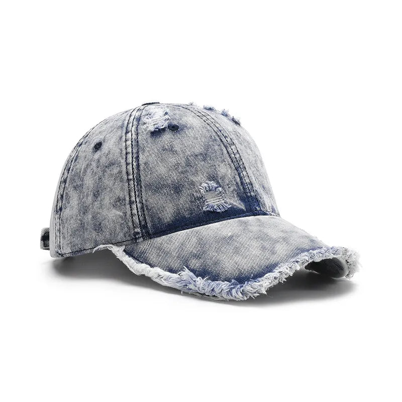 Distressed Cotton Adjustable Baseball Cap - Fashorio