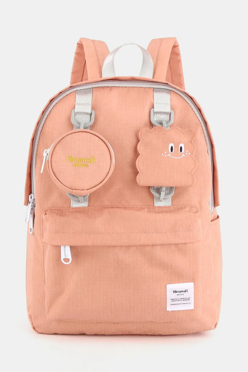 Himawari Waterproof Canvas Backpack Bag with Removable Coin Purse Apricot Pink One Size - Fashorio
