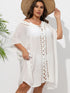 Crochet Trim V-Neck Beach Cover Up Dress - Fashorio