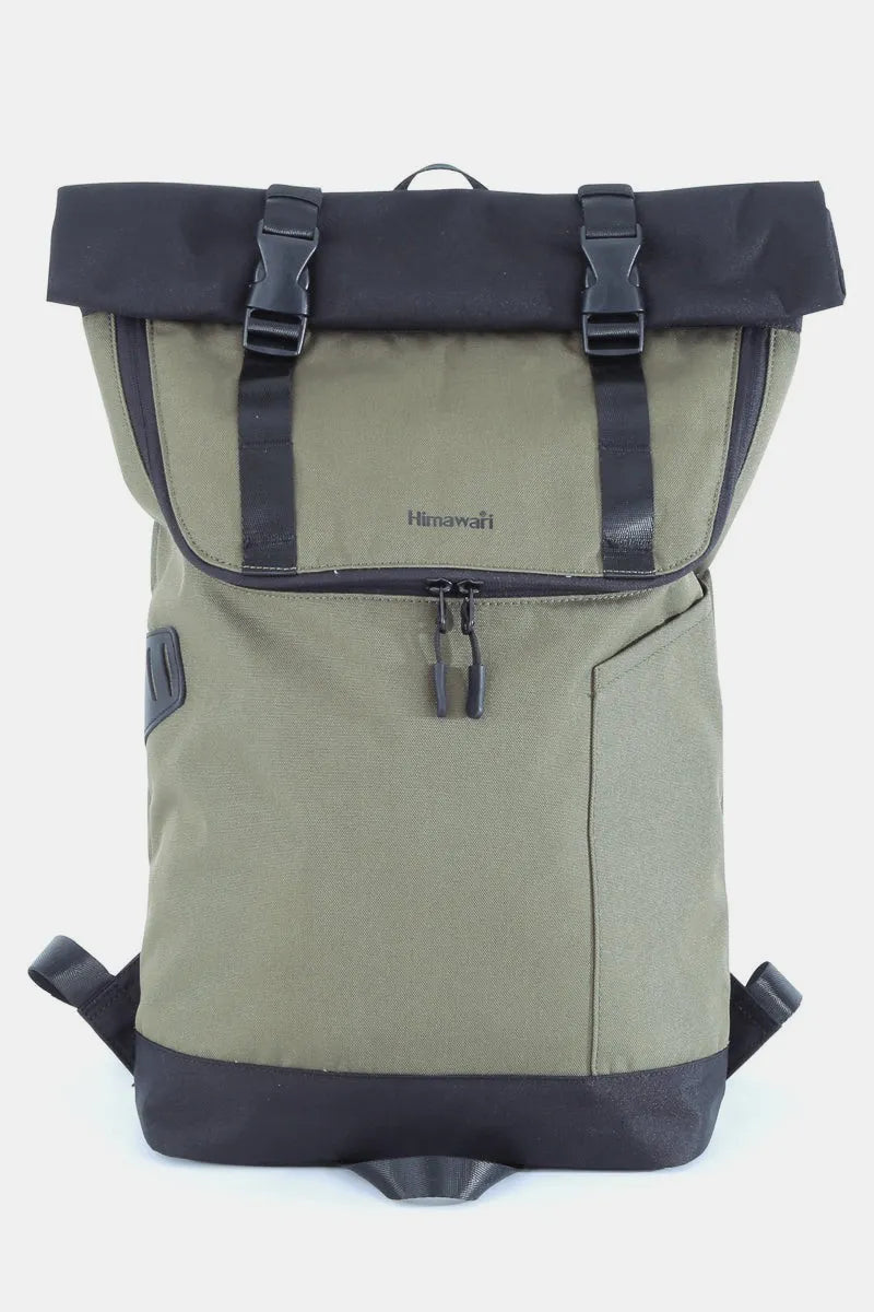 Himawari Contrast Waterproof Canvas Backpack Bag Army Green One Size - Fashorio