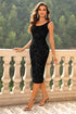 Sequin Sleeveless Slit Dress Black - Fashorio