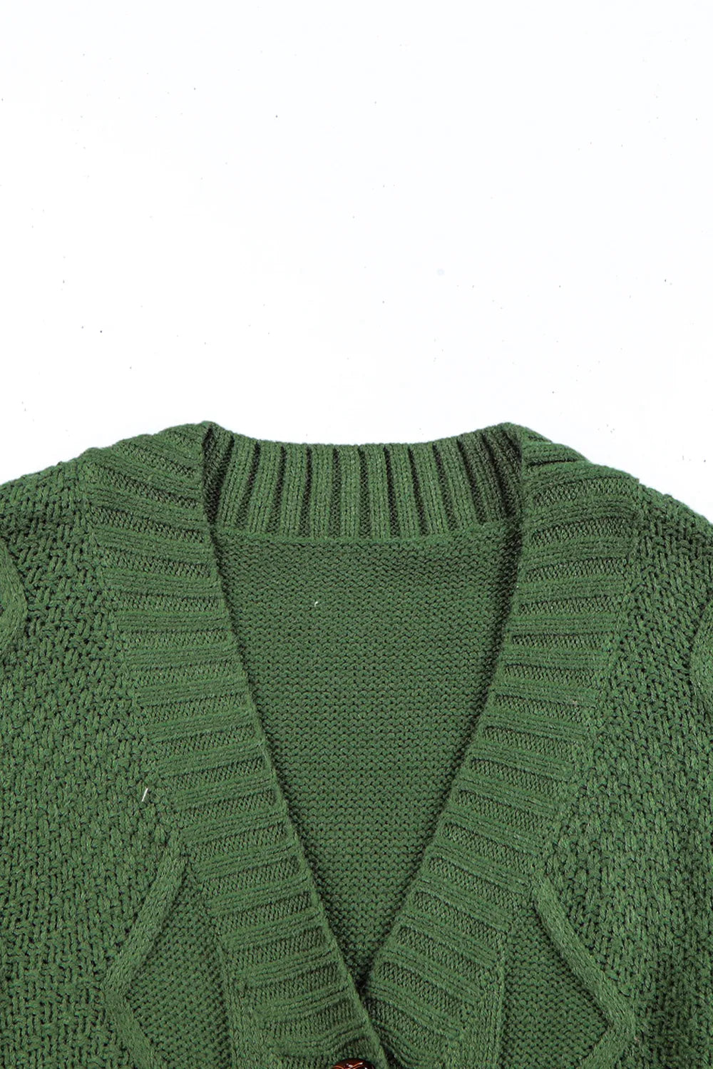Cable-Knit Button Down V-Neck Cardigan - Fashorio