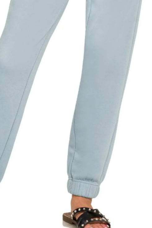 Zenana Fleece Jogger Sweatpants With Pockets - Fashorio