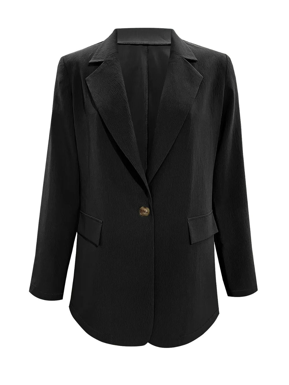Lapel Collar Long Sleeve Blazer - Fashorio