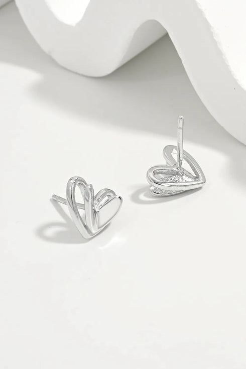 925 Sterling Silver Heart Stud Earrings - Fashorio