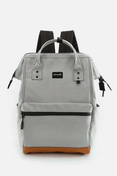Himawari Waterproof Canvas Travel Backpack Bag with USB Port Gray One Size - Fashorio