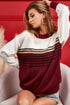 BiBi Color Block Sweater With Stripe Yoke - Fashorio